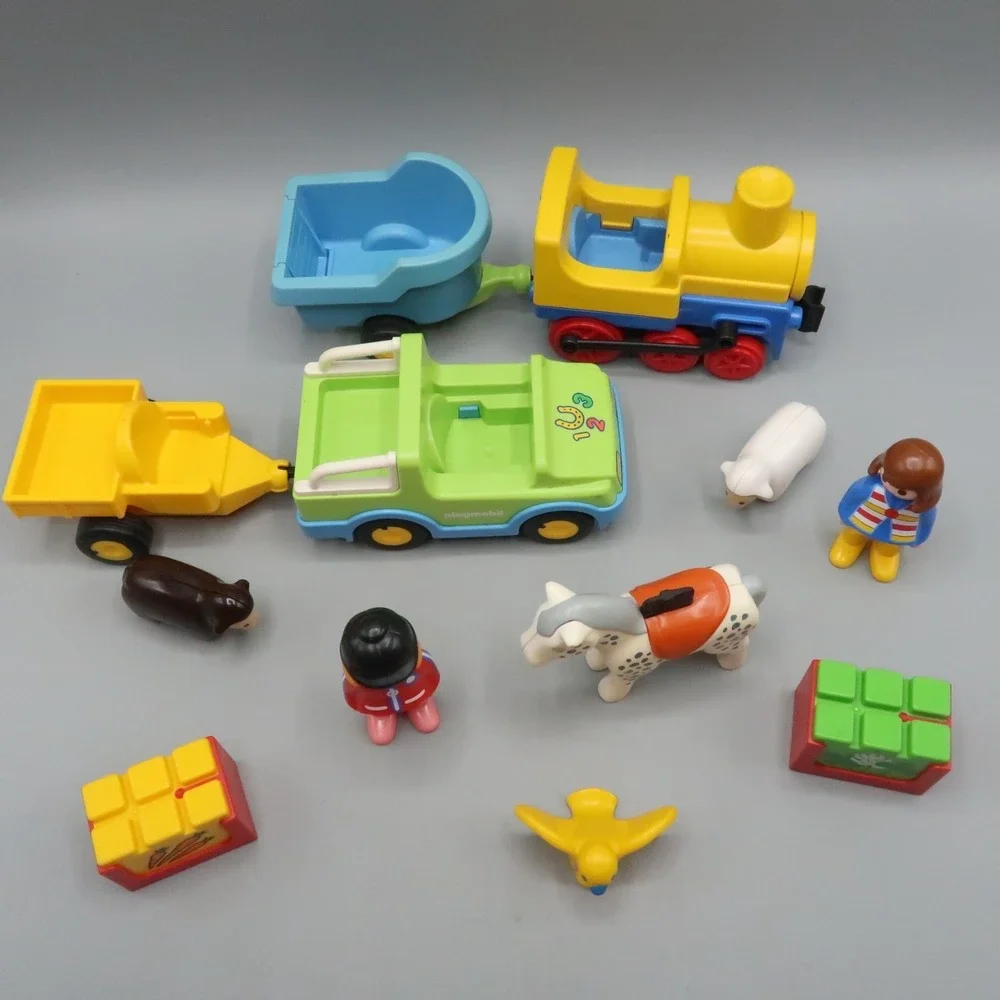 Vintage Playmobil 123 Horse Child Carrots‎ Tractor Train Farm Animal Sheep Lot